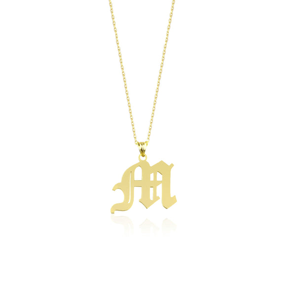 Big Gothic Initial Necklace