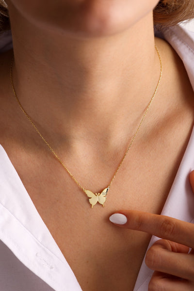 Butterfly Initial Necklace