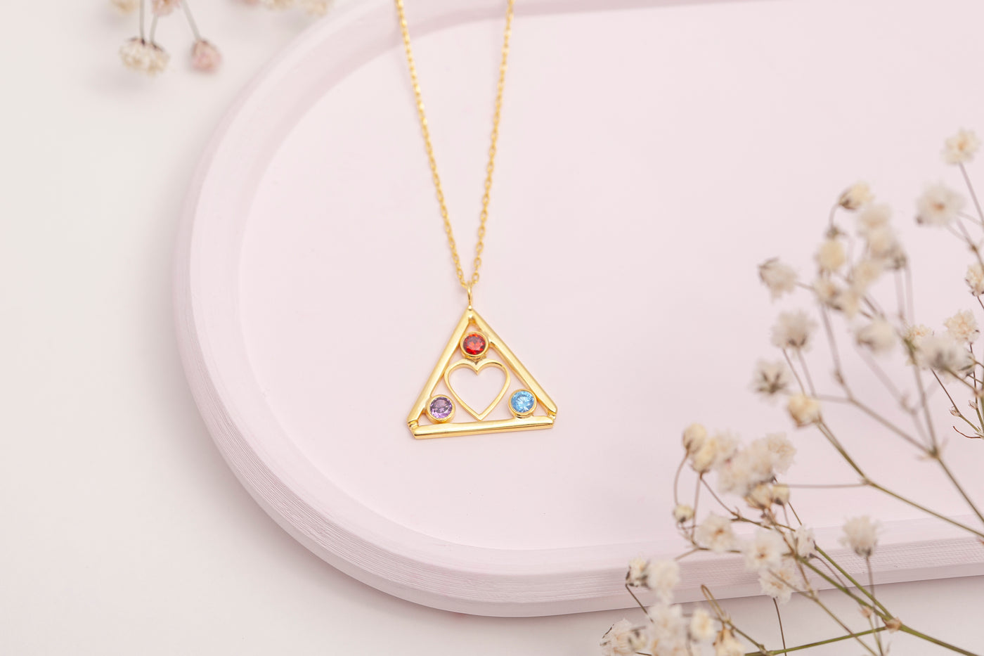 Birthstones and Heart Necklace