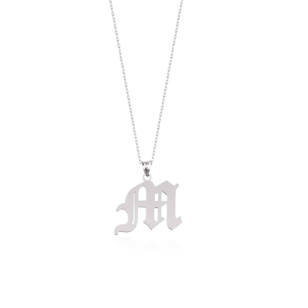 Big Gothic Initial Necklace