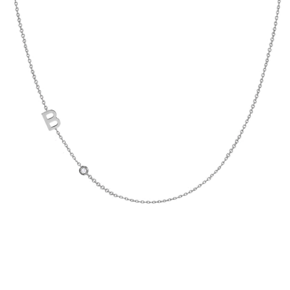 Initial Necklace with Birthstones