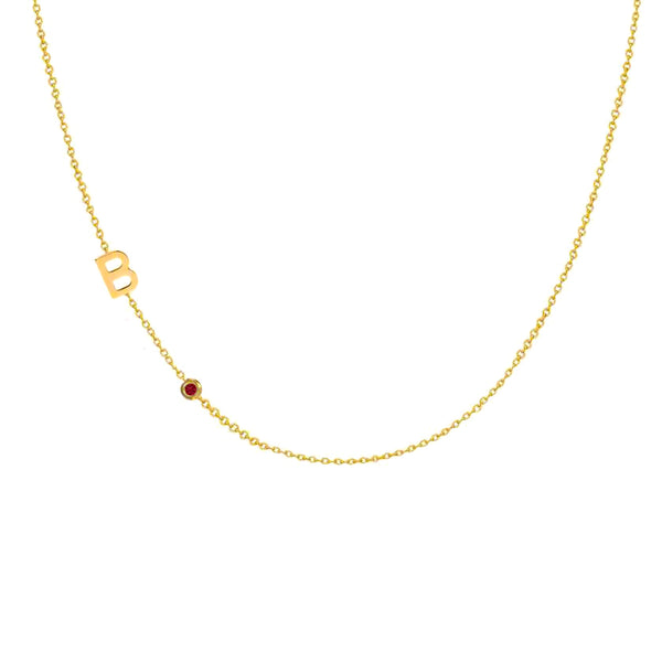 Initial Necklace with Birthstones