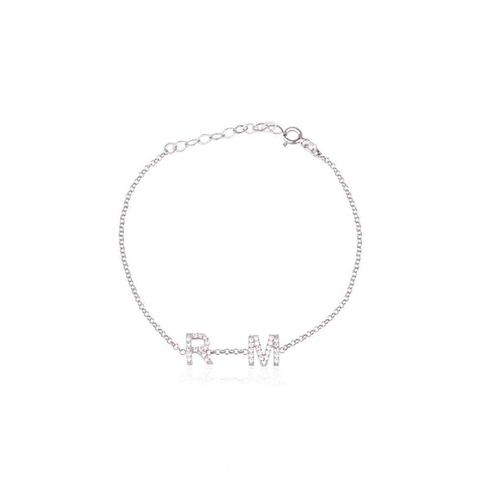 Initialenarmband mit Zirkoniastein