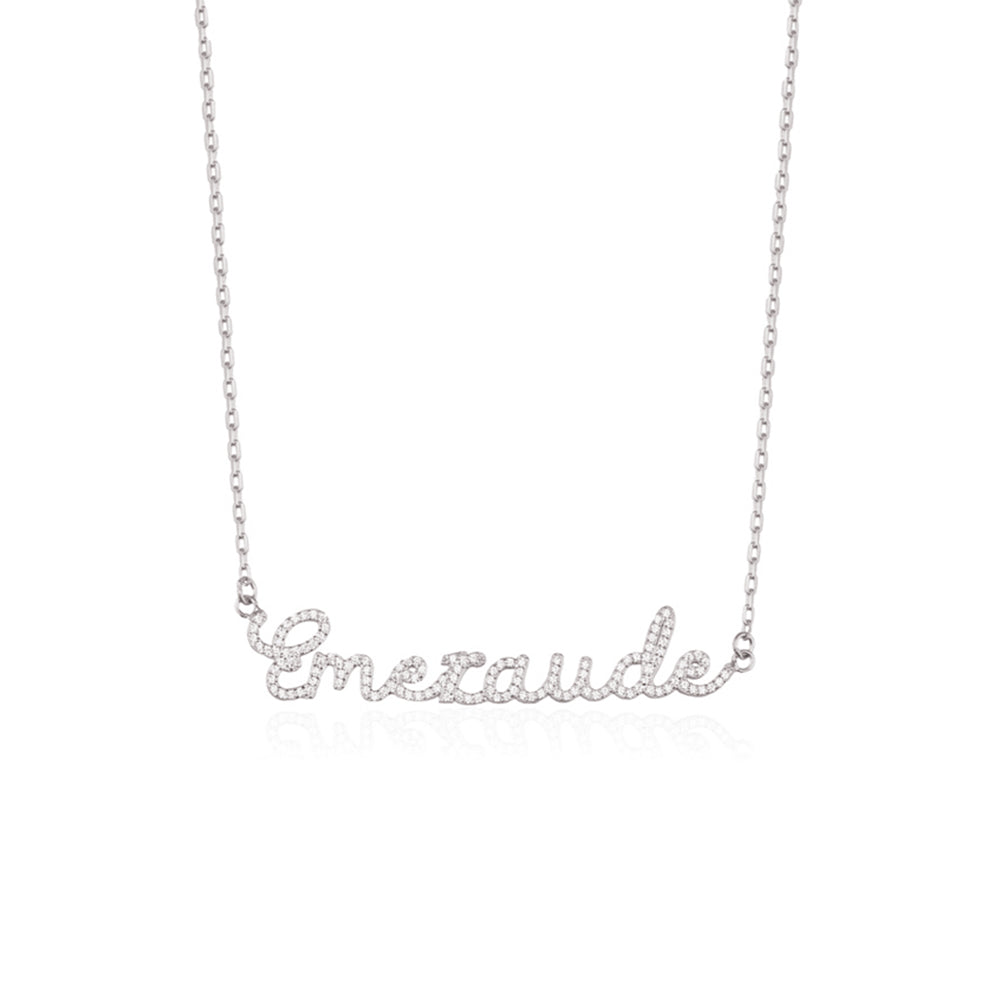Name Necklace with CZ Stone