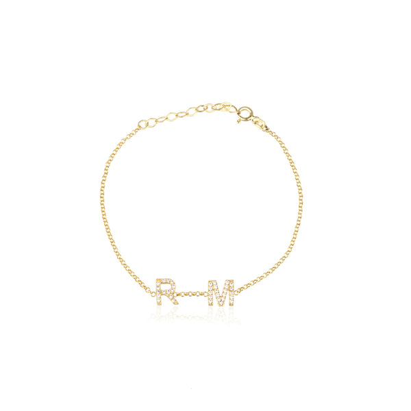 Initial Bracelet with Cz Stone