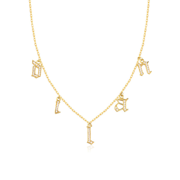 Gothic Initial Necklace