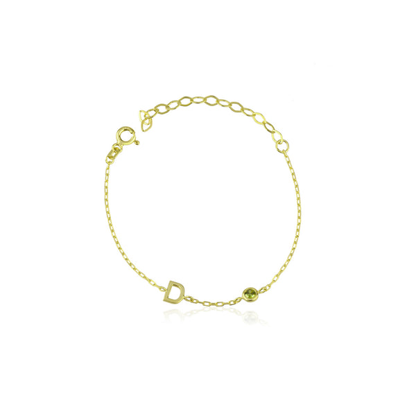 Initial Bracelet with Birthstone