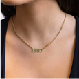 dainty-and-gold-jewelry - Year Necklace with Figaro chain , Birth Year Necklace