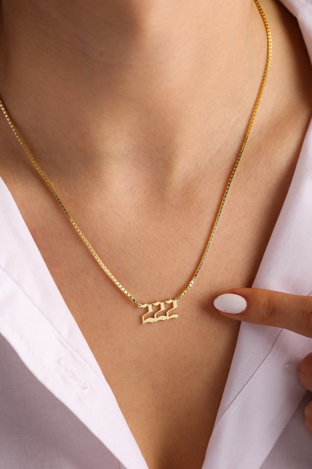 Engelszahl-Halskette mit Panzerkette