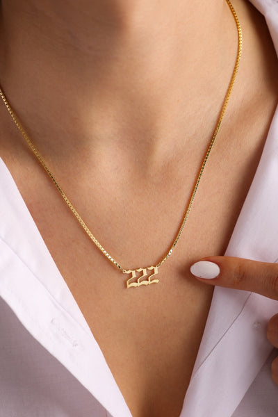 Angel Number Necklace with Box Chain